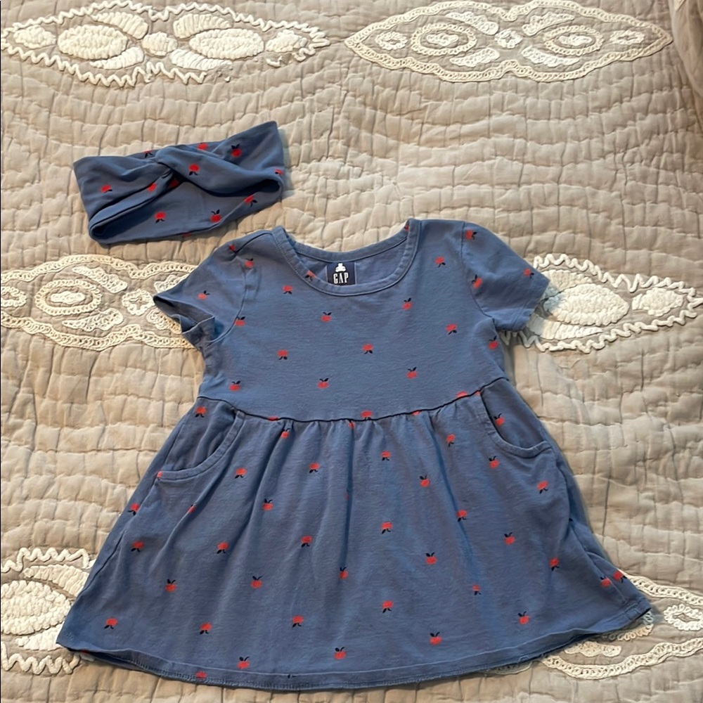 GAP | Blue Sundress with Apples and headband